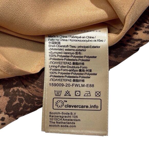 Scotch & Soda Maison Snake Print Dress Shift Medium Long Sleeve Pleated Hem NWT - Picture 13 of 13